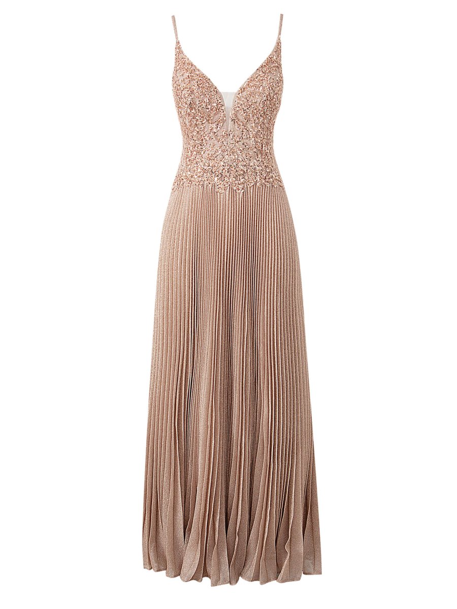 Rose Pink A-line Floor Length Glitter Jersey Prom Dress with Appliques and Sequins