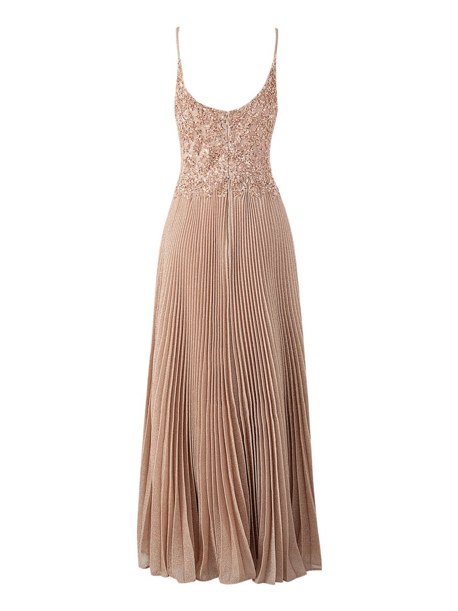 Rose Pink A-line Floor Length Glitter Jersey Prom Dress with Appliques and Sequins