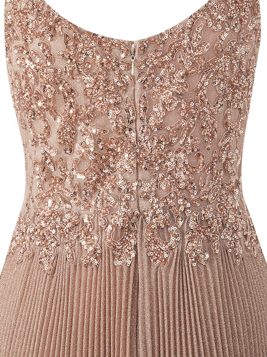Rose Pink A-line Floor Length Glitter Jersey Prom Dress with Appliques and Sequins