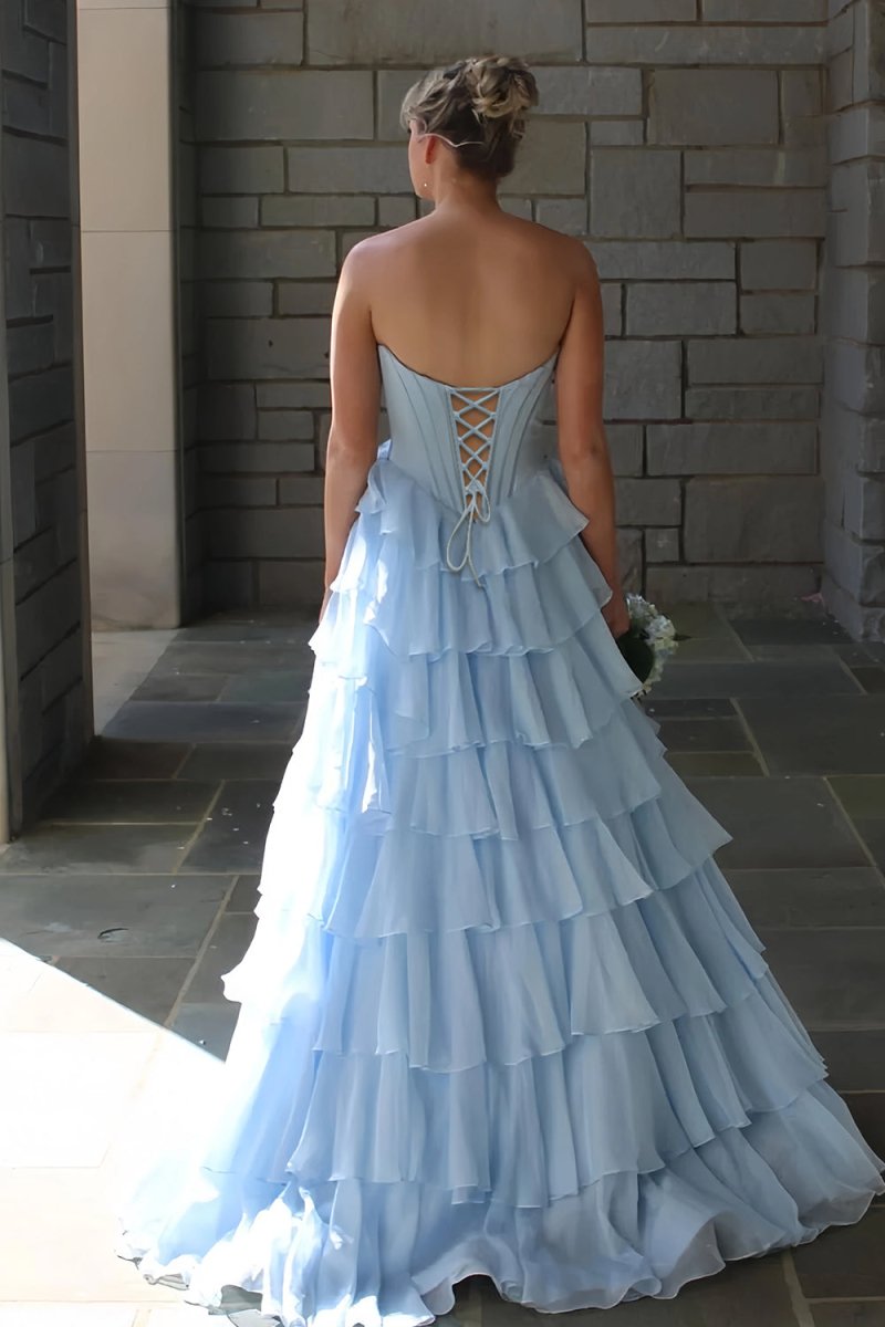Pink Sweetheart A Line Chiffon Ruffled Long Formal Prom Dresses With Beading