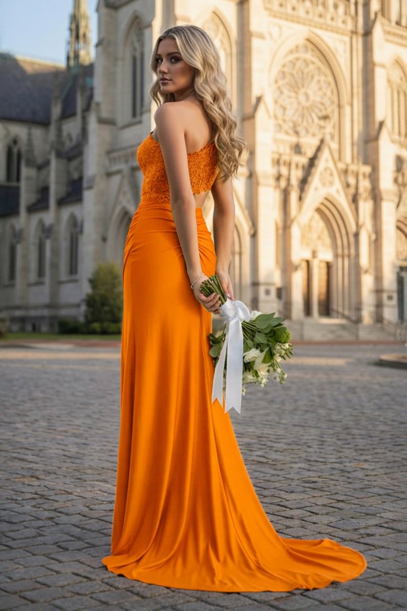 Royal Blue - One Shoulder Sheath Lace Appliqued Prom Dresses With Cutout