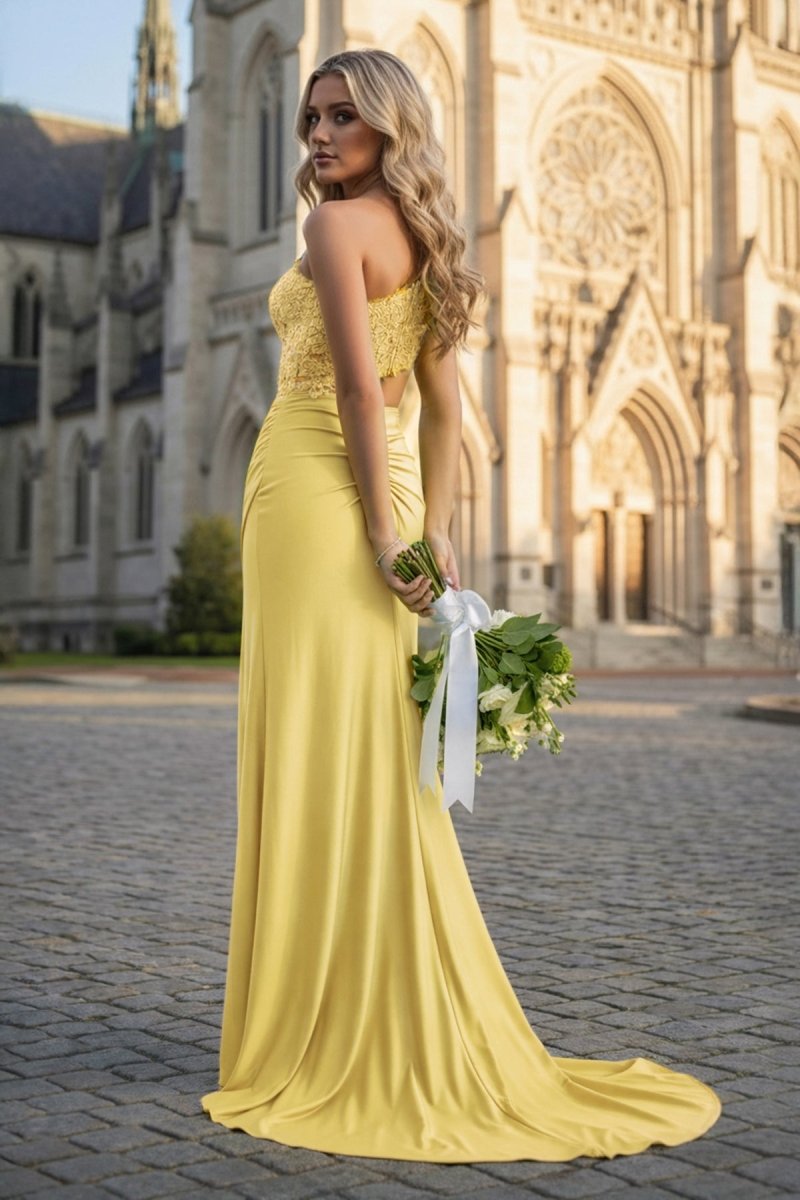 Royal Blue - One Shoulder Sheath Lace Appliqued Prom Dresses With Cutout