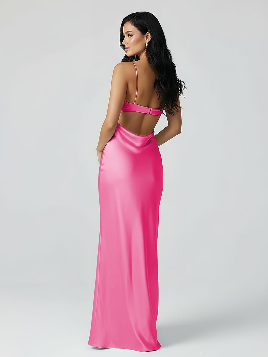 Spaghetti Straps Sheath Aqua Blue Prom Dress Formal Satin Party Dress