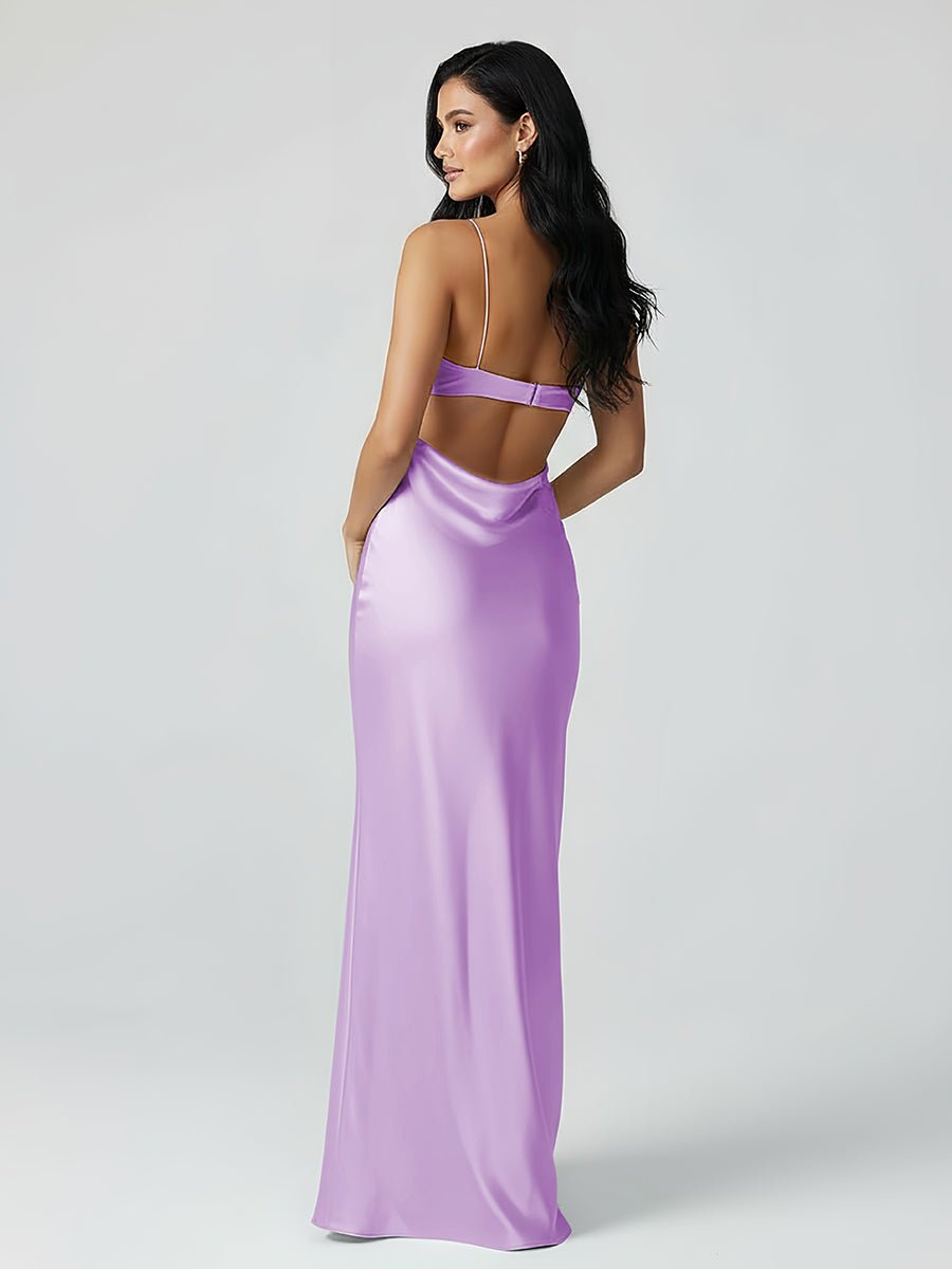 Spaghetti Straps Sheath Aqua Blue Prom Dress Formal Satin Party Dress