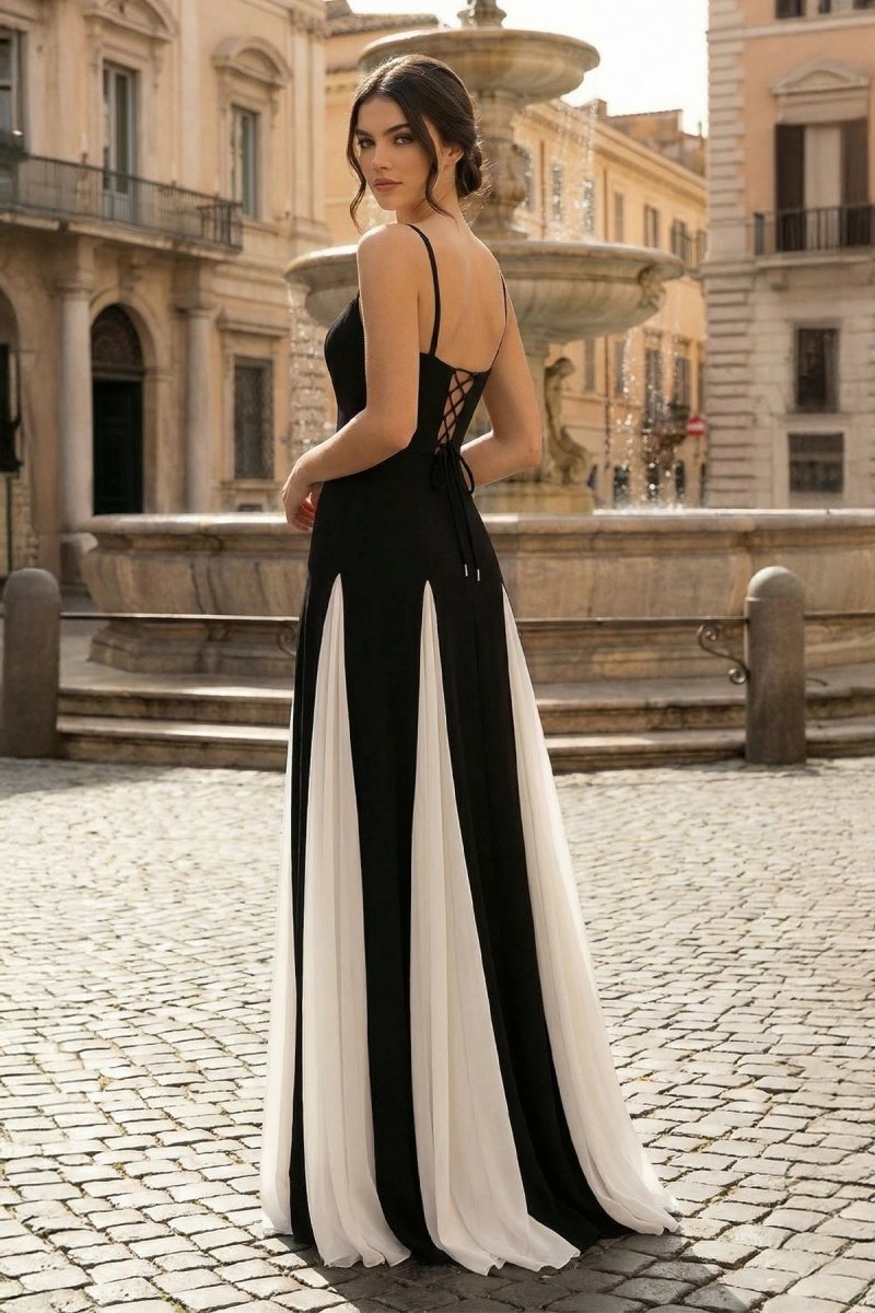 White - Spaghetti Straps Sleeveless A Line Satin Long Prom Dresses