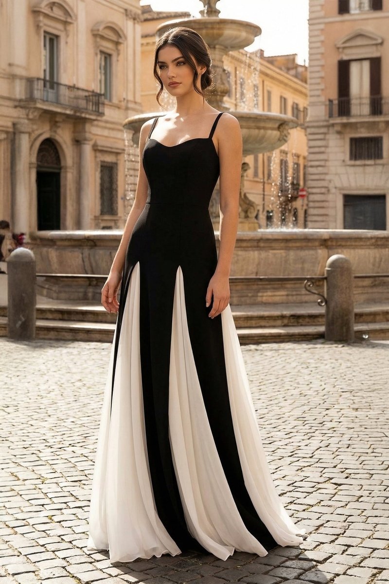 White - Spaghetti Straps Sleeveless A Line Satin Long Prom Dresses