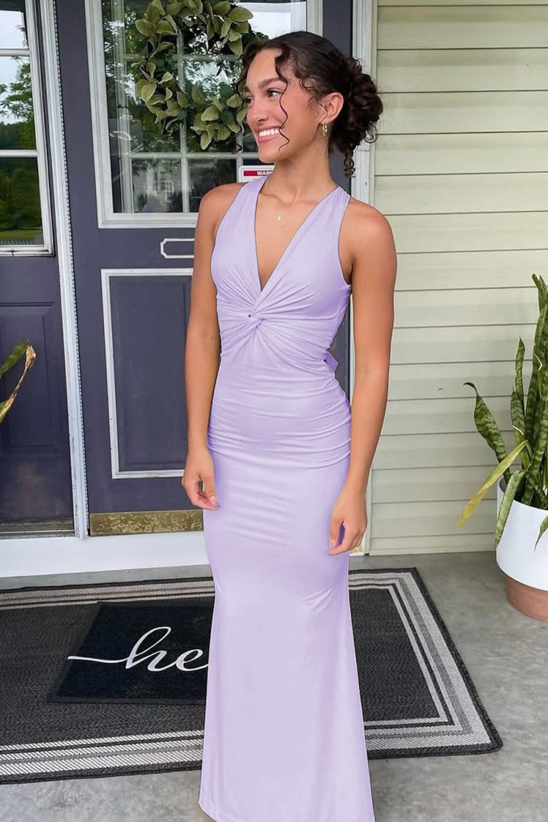 Pink Halter Mermaid Pleated Open Back Long Prom Dresses