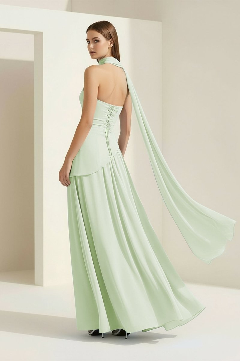 Pink - Strapless Sheath Chiffon Long Prom Dresses With Slit
