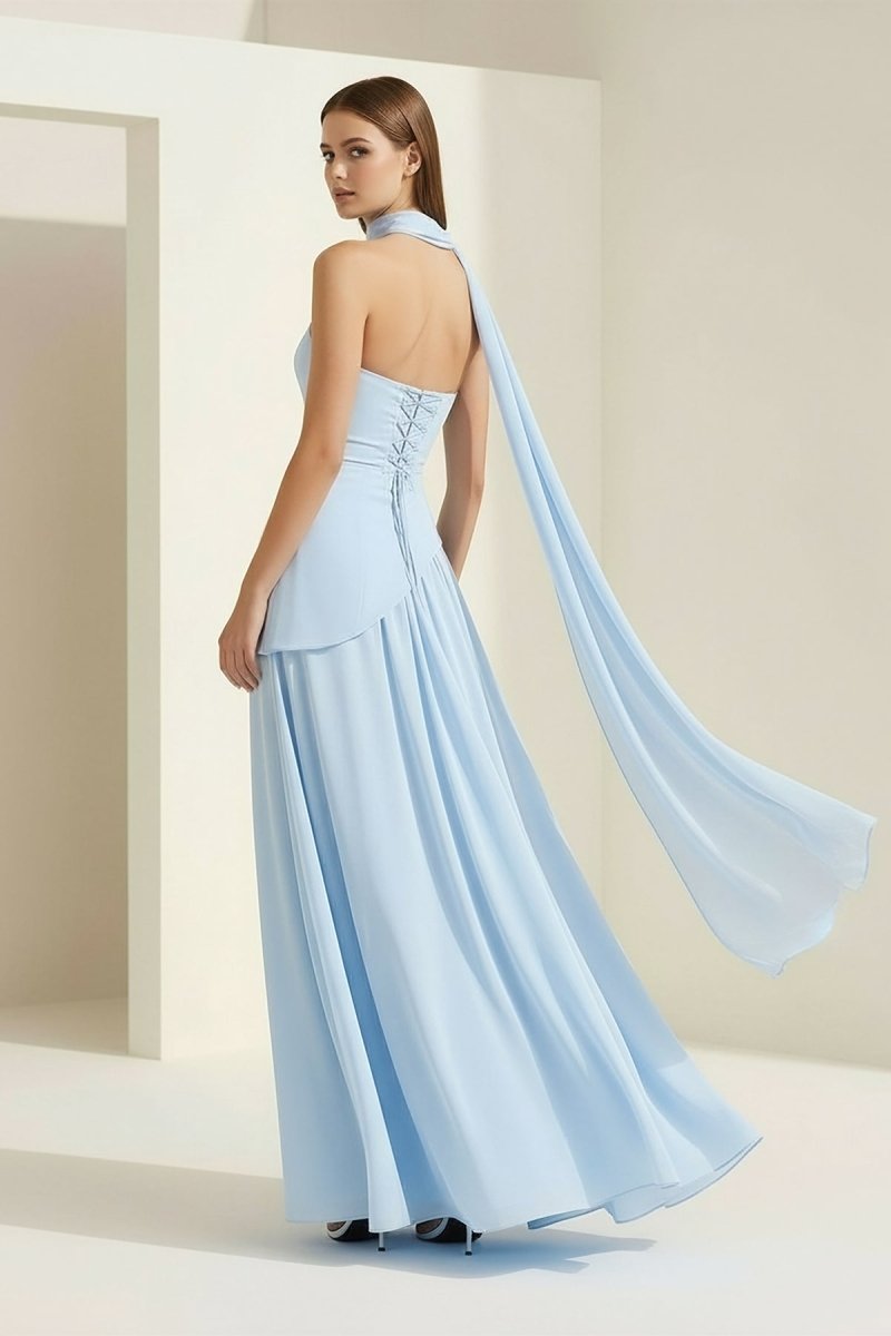 Pink - Strapless Sheath Chiffon Long Prom Dresses With Slit